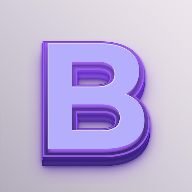 Personalizzabile Purple 3D Vector Letter B Icon per l'istruzione, gli affari e i media