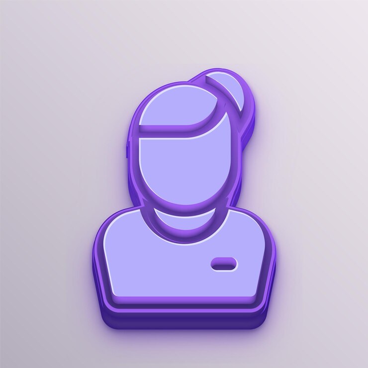 Vettore personalizzabile purple 3d vector woman icon per l'istruzione, gli affari e i media