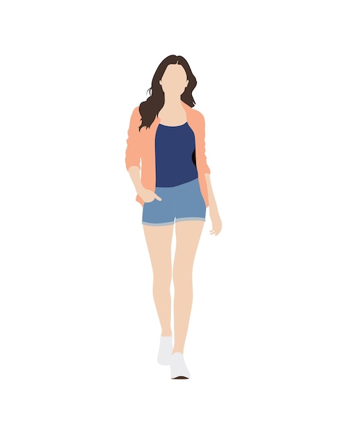 Persone a vettore piatto e illustrazione donna con abbigliamento casuale