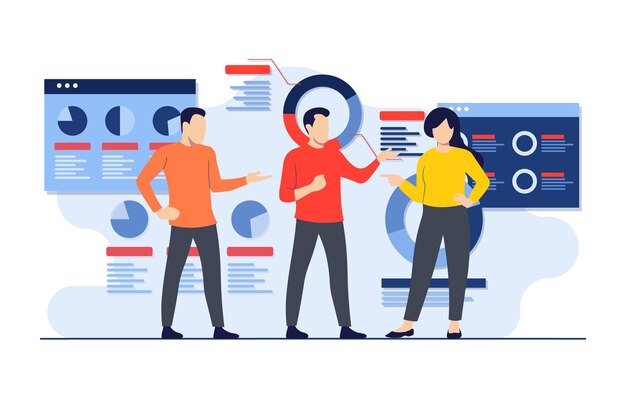 Persone che analizzano i dati finanziari Rapporti finanziari Marketing Marketing e analisi aziendali
