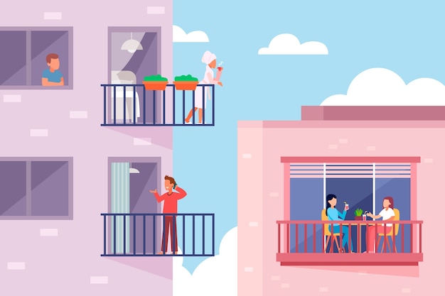 Persone che svolgono attività ricreative sul balcone