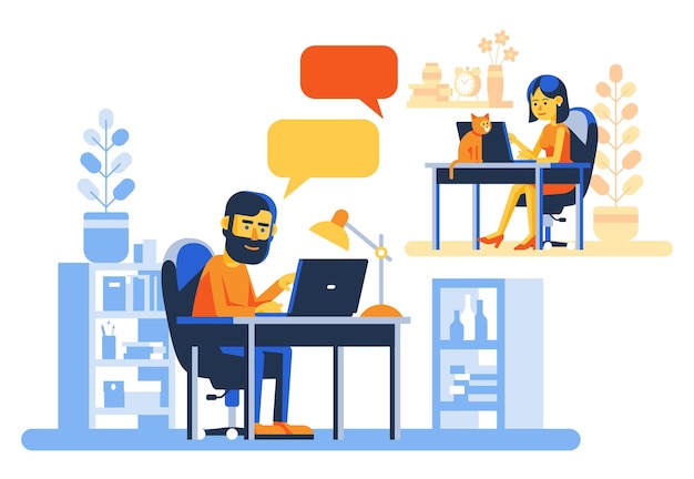 Persone con laptop che chattano su Internet