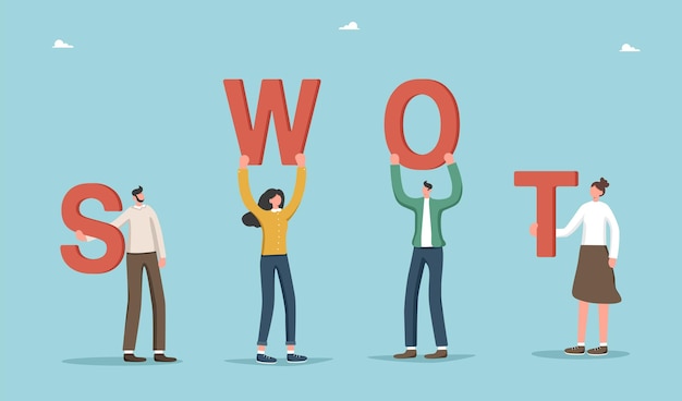 Persone con le lettere SWOT
