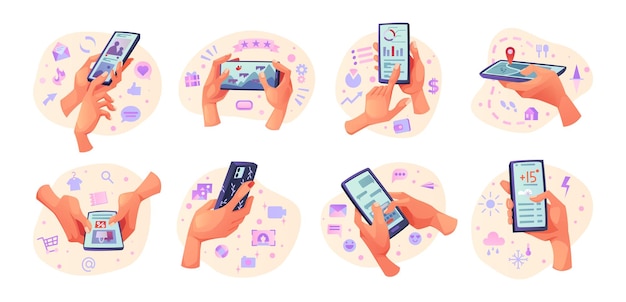 Persone con smartphone che utilizzano applicazioni mobili