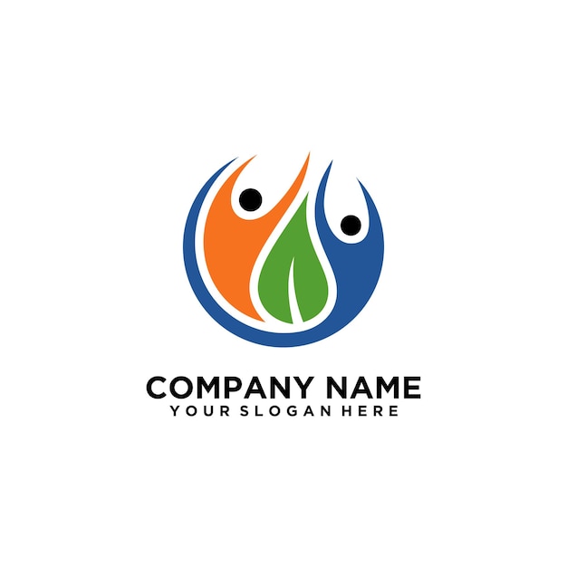 Persone cura logo creativo salute natura successo icona disegno vettoriale