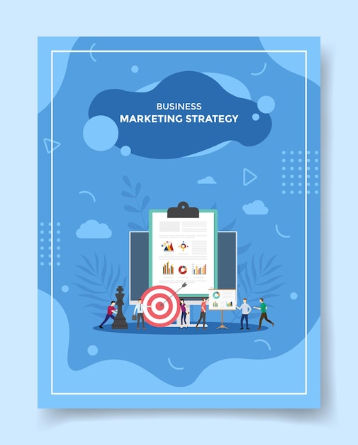 Persone di concetto di strategia di marketing intorno al dardo di scacchi della scheda di clip del grafico del computer