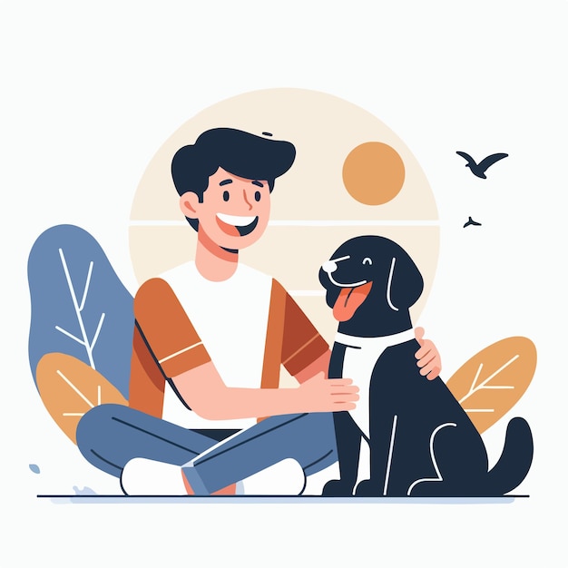 persone felici con cani illustrazione vettoriale