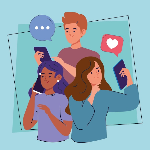 Persone interrazziali che utilizzano smartphone