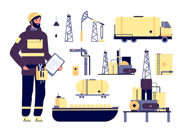 Petroliere. Ambiente industriale petrolifero, tecnologia petrolifera.