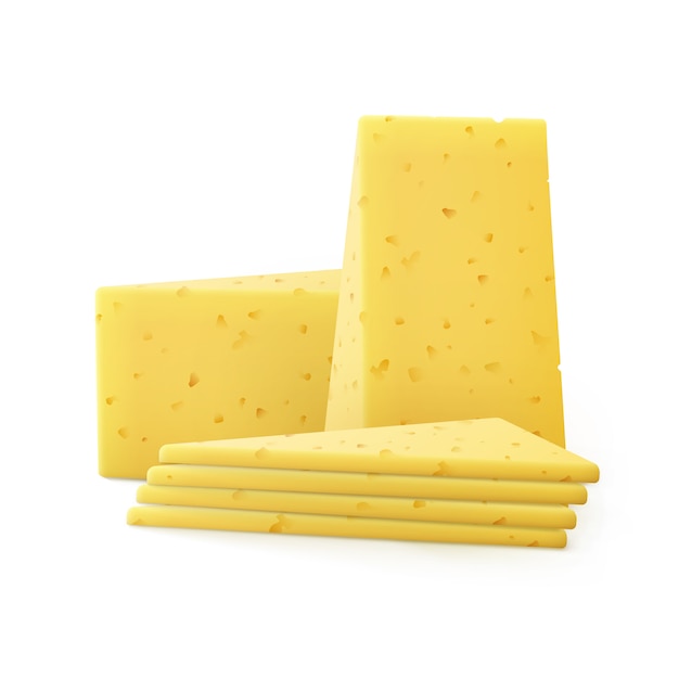 Pezzi di formaggio a fette triangolari