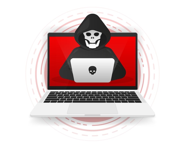 Phishing da parte di hacker e criminali informatici furto di identità password documento di accesso utente e-mail e carta di credito Logo hacker Illustrazione vettoriale
