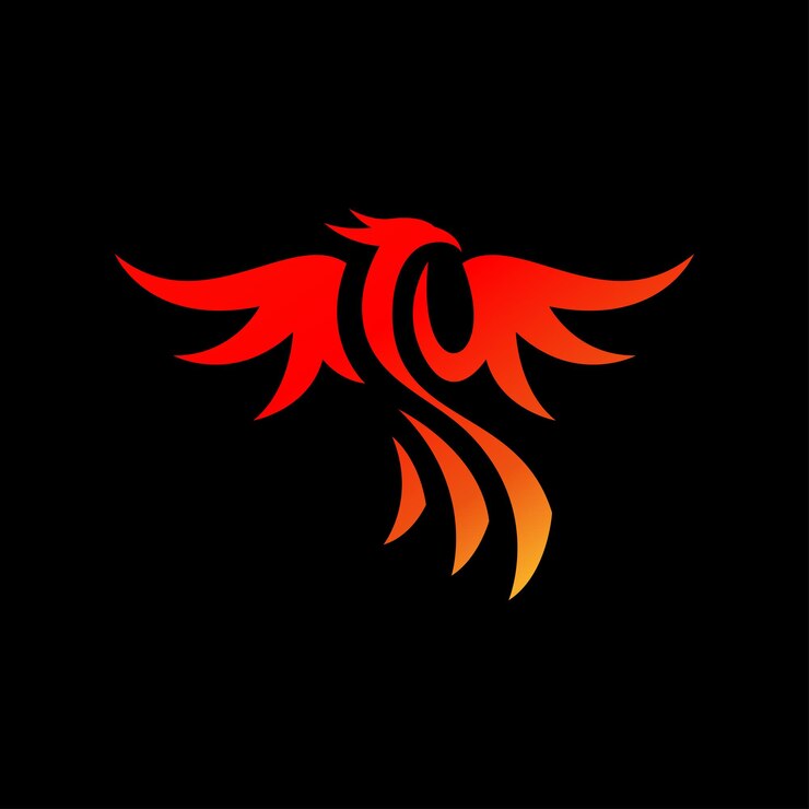 Phoenix Logo Illustration Design Template Red Color Phoenix Bird with Spread Wing Logo Design