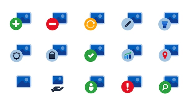 Photo image media grapgic photo icon set collection isolato grafico