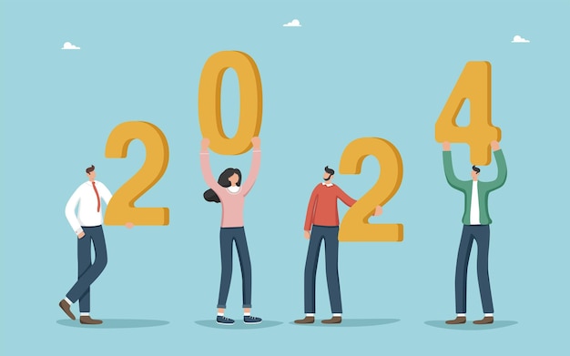 Pianificazione strategica delle azioni nel nuovo anno 2024 fissando obiettivi aziendali per raggiungere il successo