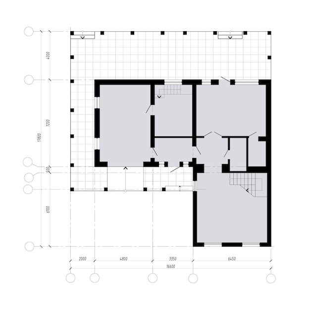 Piano di architettura dell'appartamento Piano di layout di una casa Vista dall'alto di interior design Progetto Blueprint