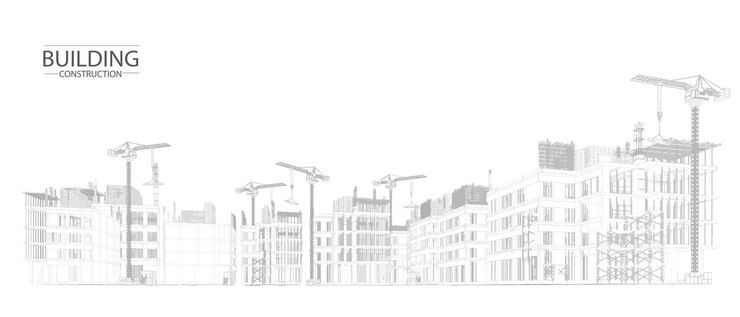 Vettore piano di costruzione dell'edificio facciate schizzo architettonico illustrazione vettoriale