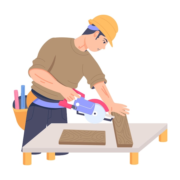 Piano di perforazione del lavoro con illustrazione piatta della macchina