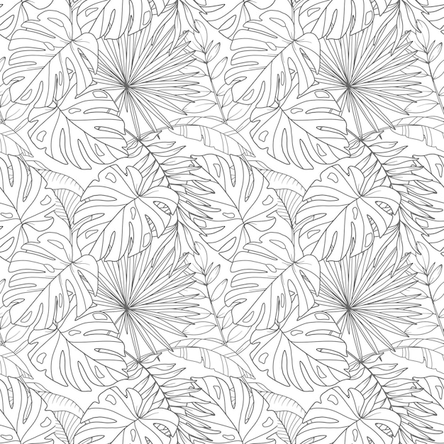 Piante tropicali sfondo Tropical Seamless Pattern Grafica alla moda Contorno Fiori tropicali Stampa