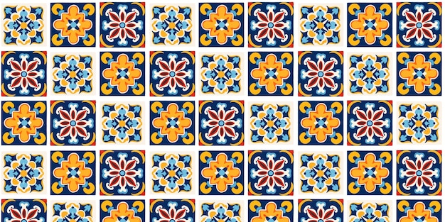 Piastrella patchwork colorata senza cuciture con motivi ottomani arabi indiani islamici