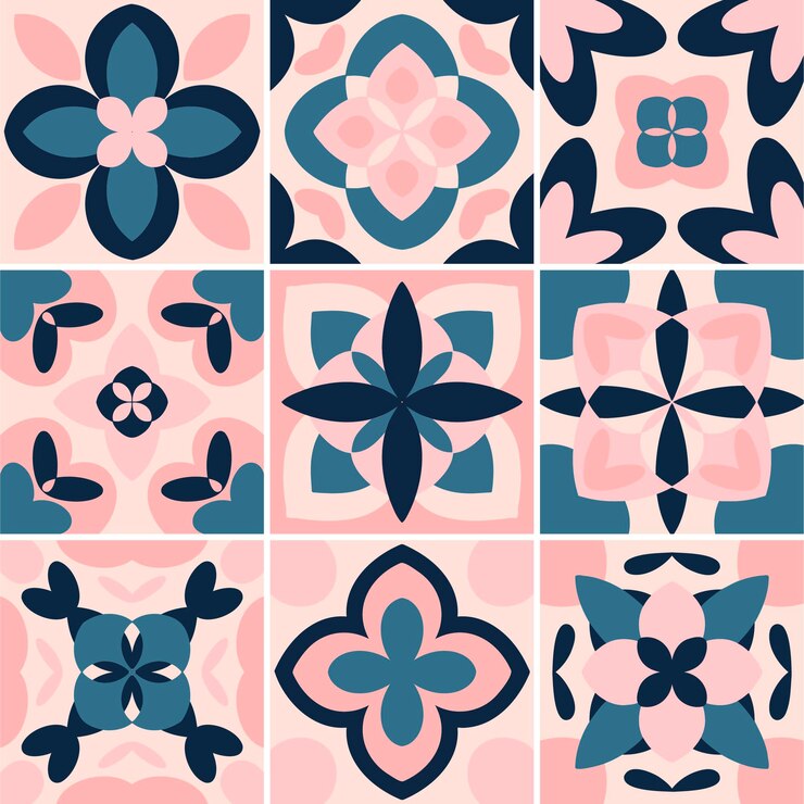 Piastrelle di ceramica vintage ornamentali