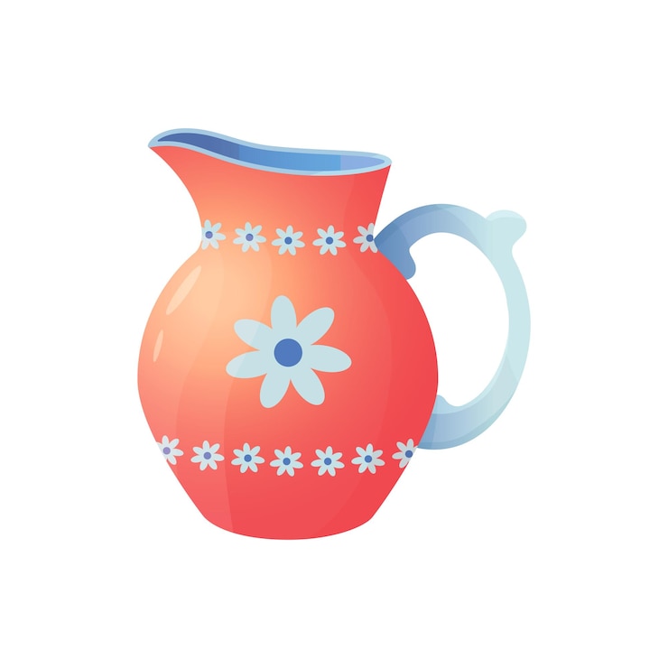 Vettore piatti brocca con ornamento floreale illustrazione vettoriale cartoon