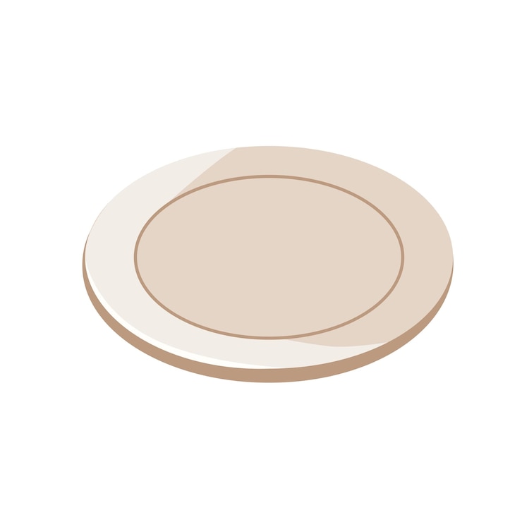 Vettore piatto beige in stile piatto piatto in ceramica utensile da cucina oggetti vettoriali con bg isolato bianco