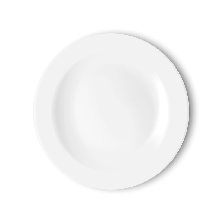 Vettore piatto bianco vuoto isolato su sfondo bianco illustrazione vettoriale