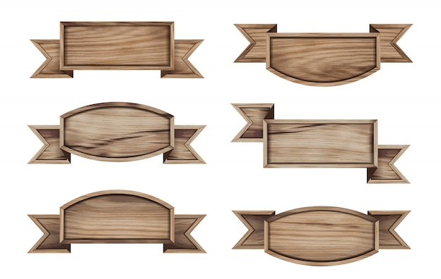 Piatto di legno di vettore e progettazione dei nastri dell'insegna
