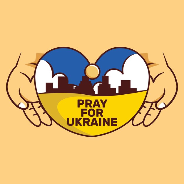 Piatto disegnato a mano prega per l'Ucraina