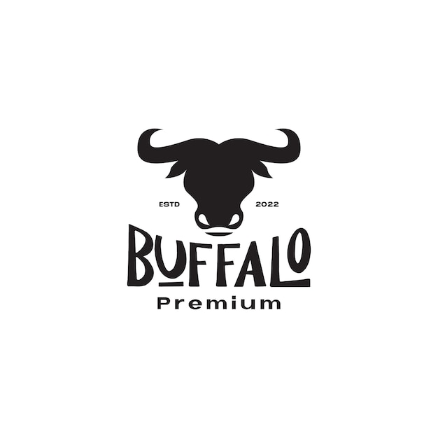Piatto isolato testa bufalo nero vintage logo design grafico vettoriale simbolo icona illustrazione idea creativa
