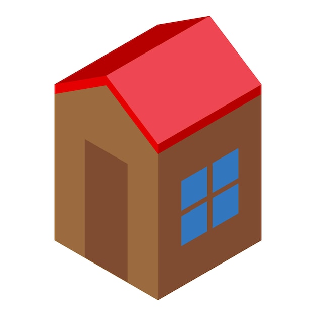Piccola casa di legno con tetto rosso illustrazione isometrica