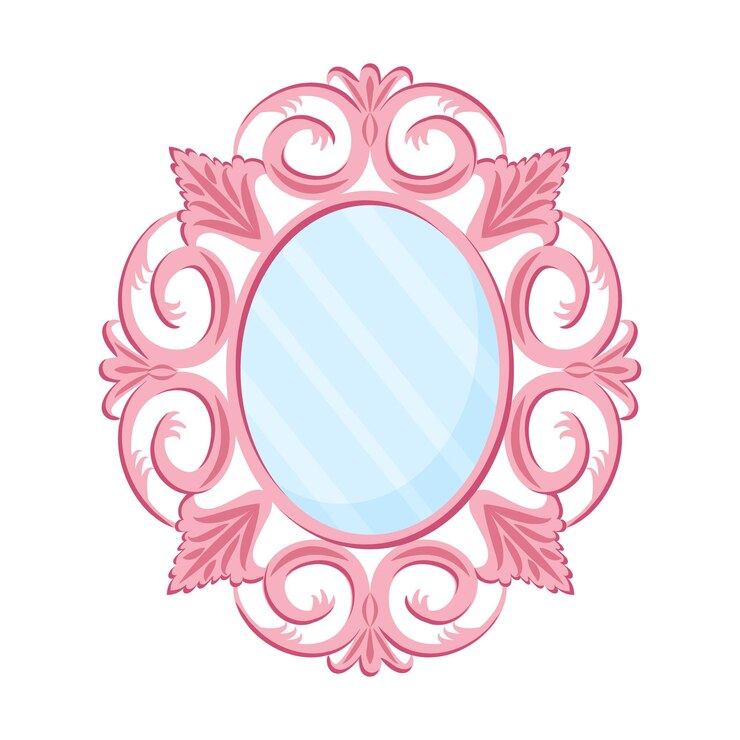 Vettore piccola icona di specchio vanità personale vintage portatile bellezza femminile riflessione in cornice ovale