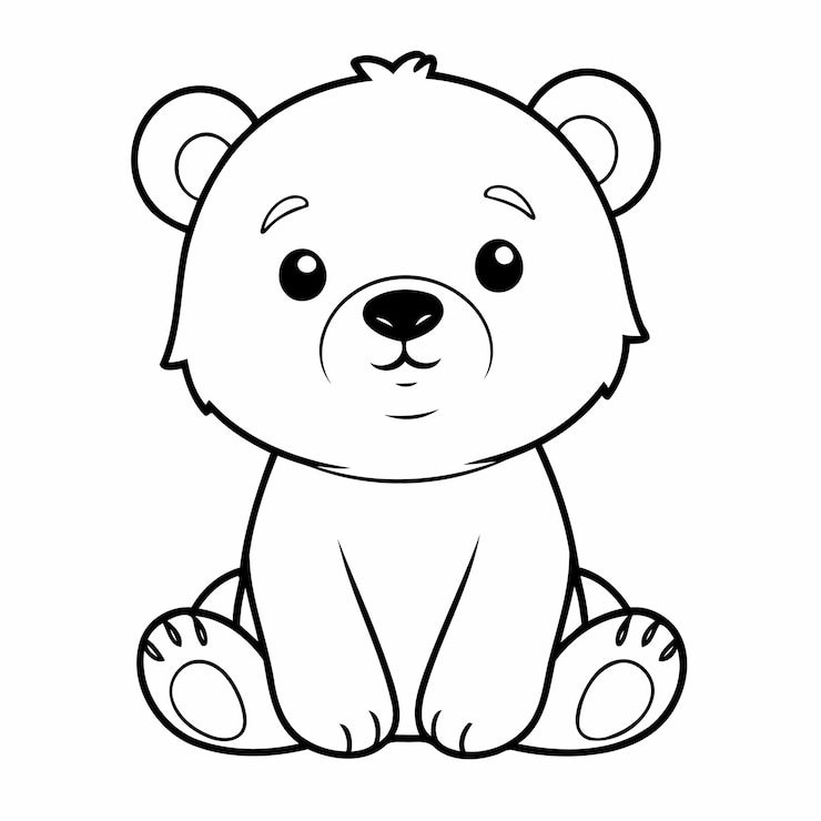 Vettore piccola illustrazione vettoriale di orso disegnata a mano per bambini