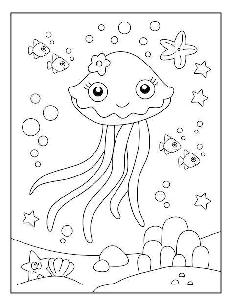 Piccola medusa da colorare Illustrazione vettoriale