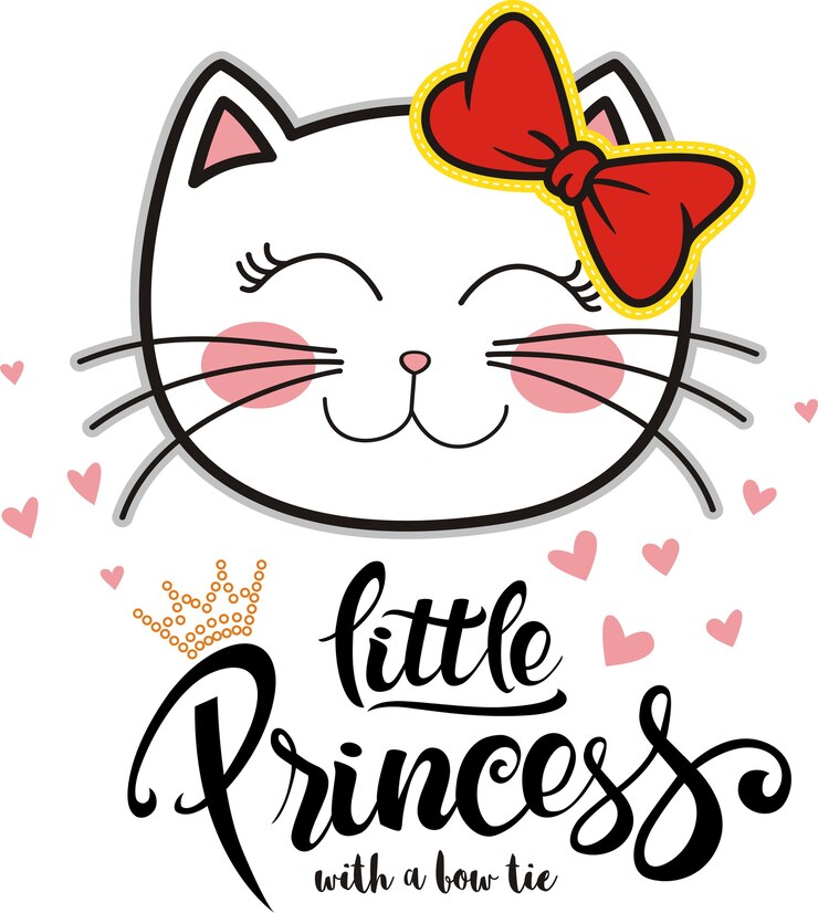 Vettore piccola principessa, illustrazione di gatto carino