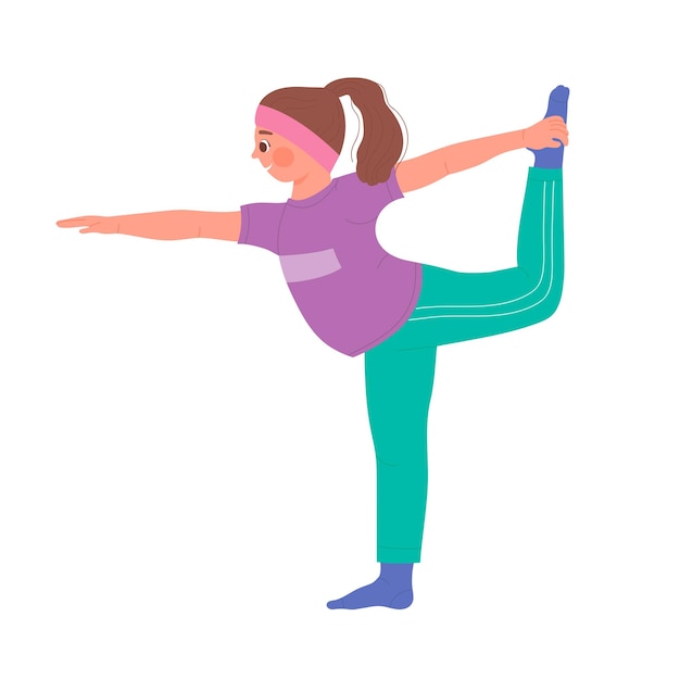 Piccola ragazza attiva che fa yoga