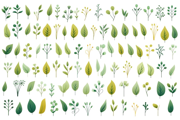 Piccole foglie verdi di numero diverso