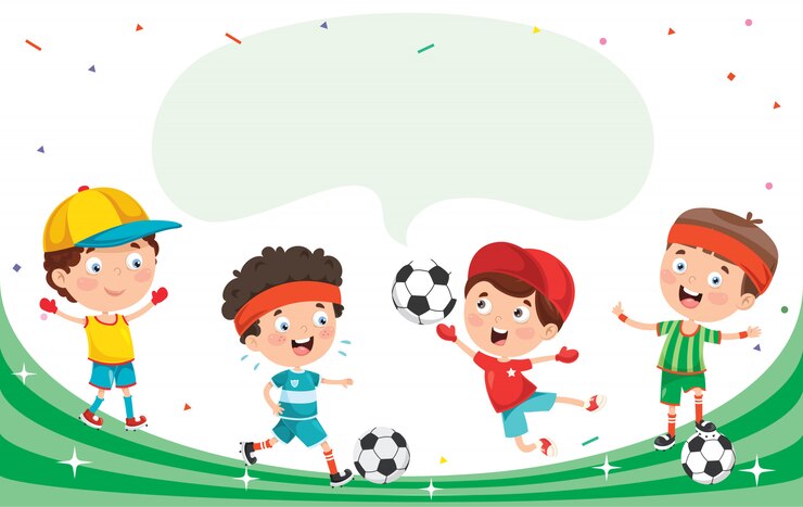 Vettore piccoli bambini felici che fanno sport