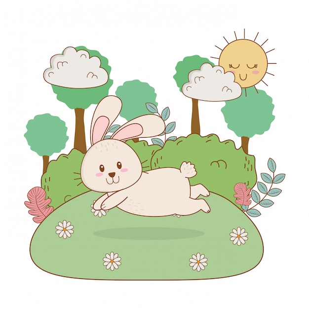 Piccolo coniglio nel personaggio di Pasqua paesaggio
