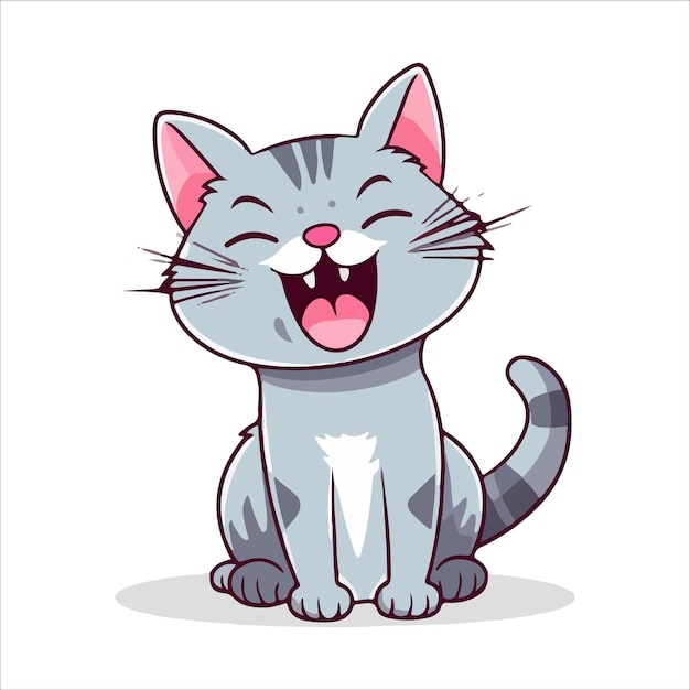 piccolo gatto grigio divertente stile cartone animato