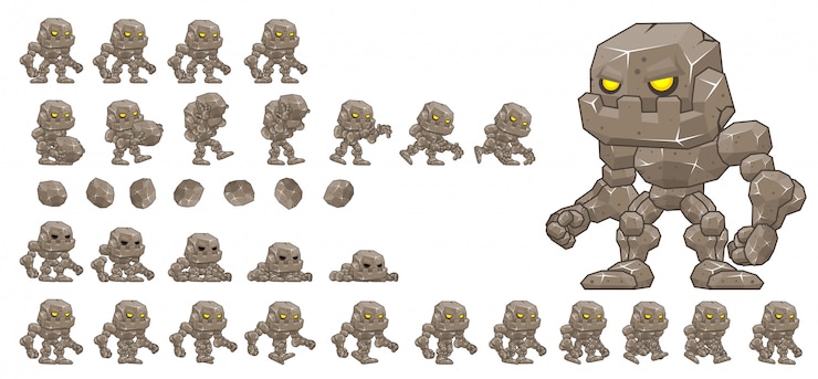 Vettore piccolo golem game sprite