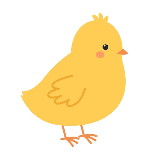 Piccolo pulcino carino in piedi pollo giallo bambino fattoria e bestiame carta di Pasqua