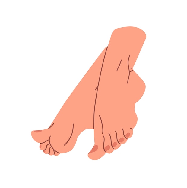 Piedi nudi femminili con pedicura sulle unghie Anatomia delle gambe umane dita del piede tallone Donna scalza dopo la procedura di bellezza Podologia cura del corpo e salute Illustrazione vettoriale isolata piatta su sfondo bianco