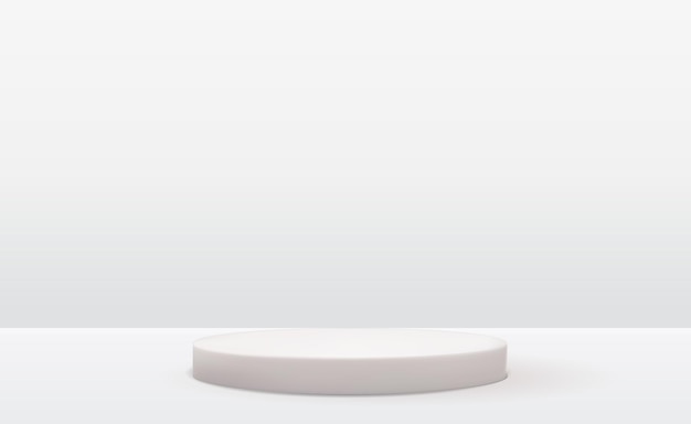 Piedistallo bianco 3d realistico su sfondo naturale pastello chiaro. Display alla moda del podio vuoto