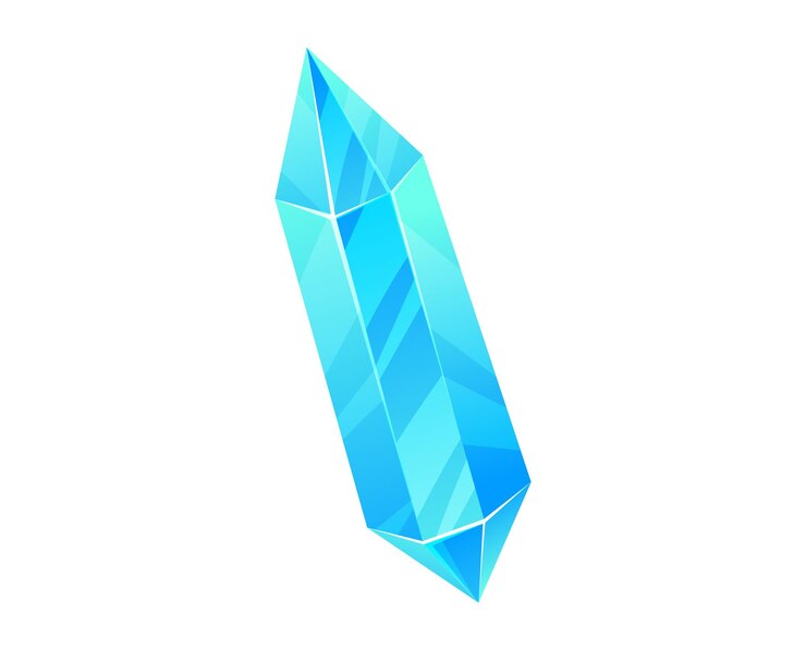 Vettore pietra preziosa a sfaccettature poligonali di cristallo geometrico blu lucido su sfondo bianco gioielli di lusso e