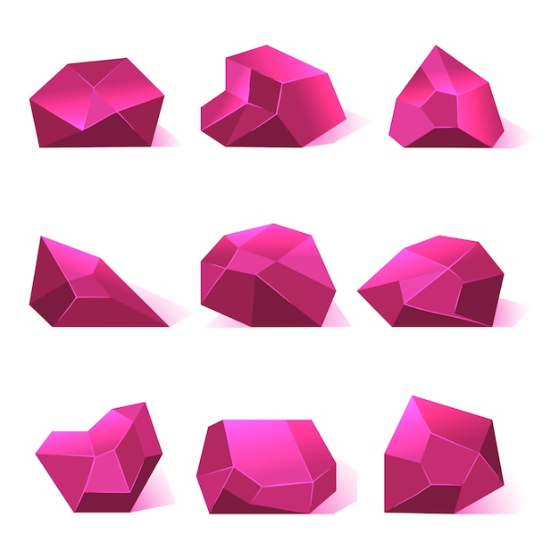 Pietre preziose di cristalli rosa vettoriale per app di gioco