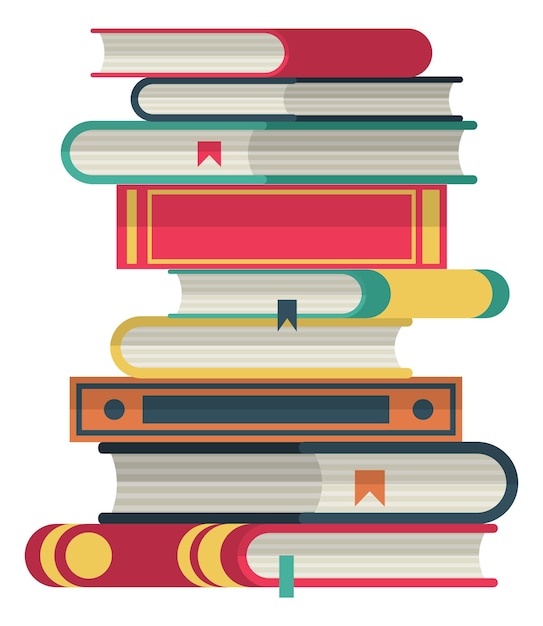 Pila di libri con segnalibri Simbolo della ricerca Lettura educativa