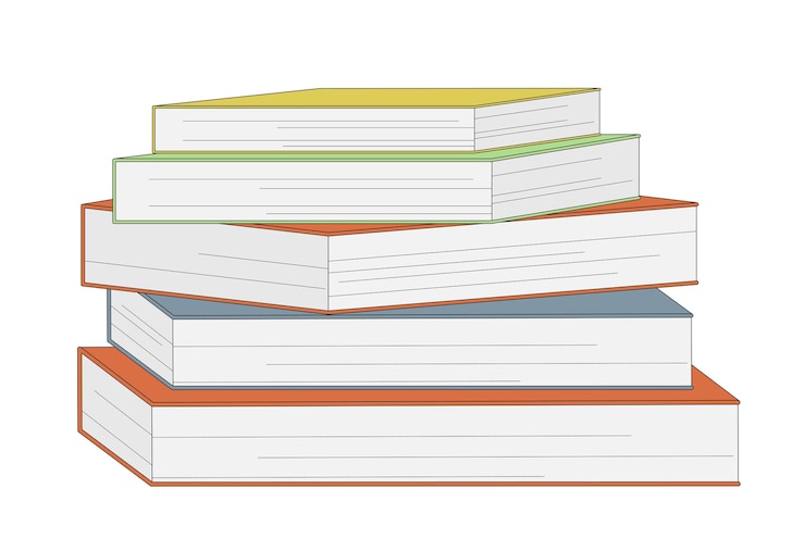 Vettore pila di libri isolati su sfondo bianco ritorno a scuola illustrazione vettoriale dell'istruzione
