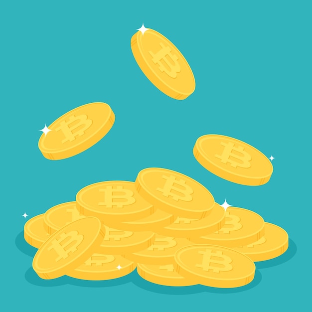 Pila di monete bitcoin d'oro Concetto di affari e finanza di valuta digitale di criptovaluta
