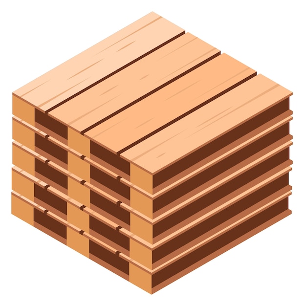 Pila di pallet in legno Icona isometrica di stoccaggio del carico